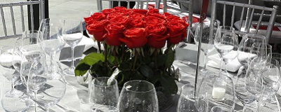 roses in vase on a table