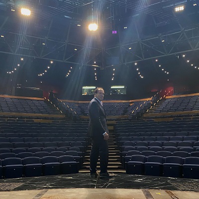 Ken Ludwig on stage at the Chichester Festival Theatre