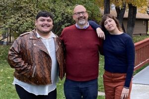 Isaac Gómez, Alley Theatre Artistic Director Rob Melrose, and Lisa D’Amour.