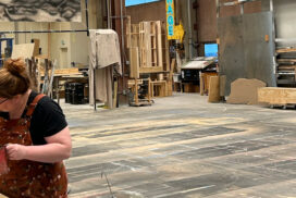 Christie DeBacker working on the set of And Then There Were None