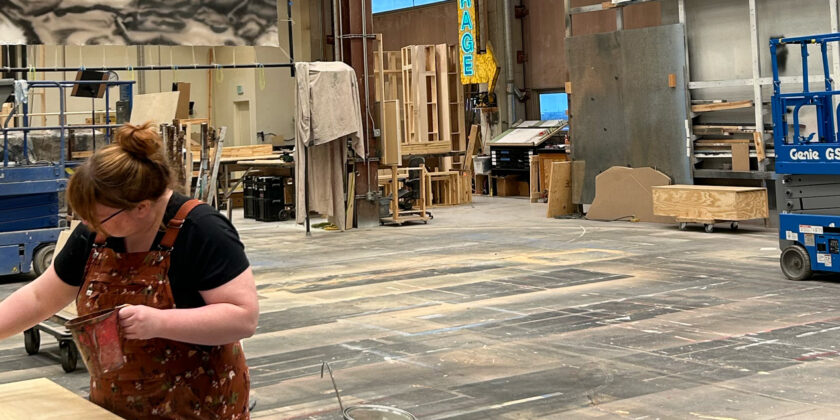 Christie DeBacker working on the set of And Then There Were None