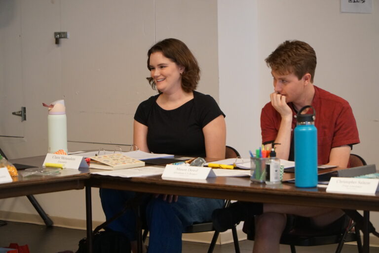 Claire Metusalem and Mason Dowd in rehearsal for Romeo and Juliet.