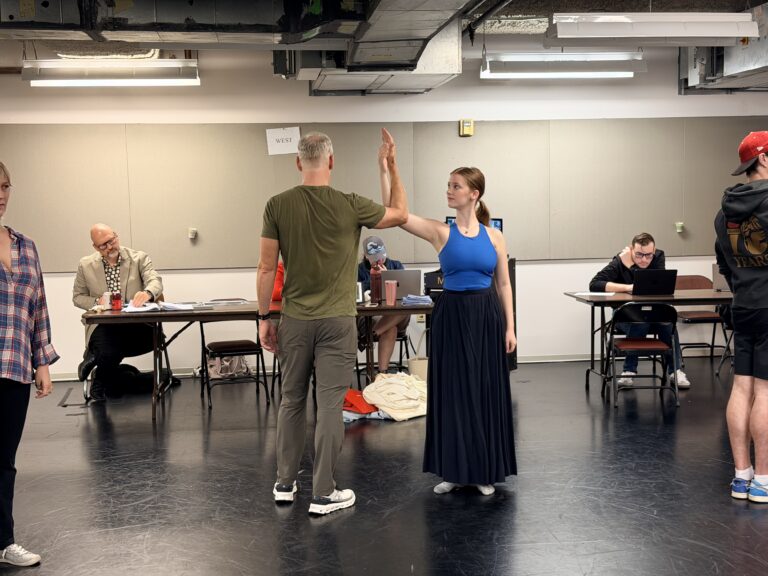 Chris Hutchison and Allysia Peine in rehearsal for Romeo and Juliet.