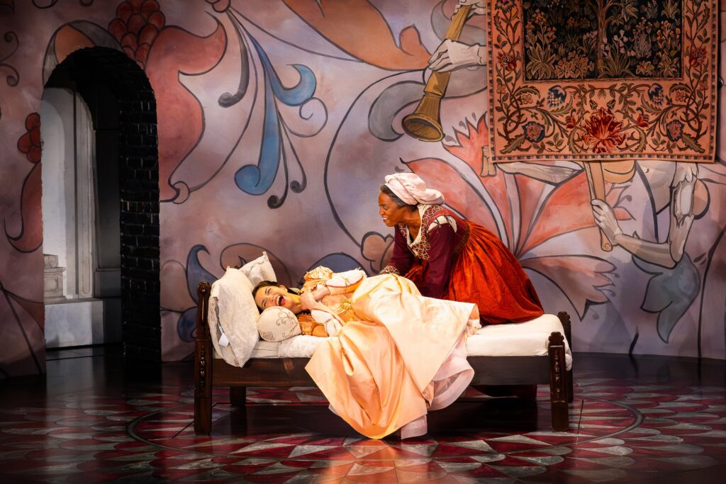 Melissa Molano and Michelle Elaine in Alley Theatre’s production of Romeo and Juliet.